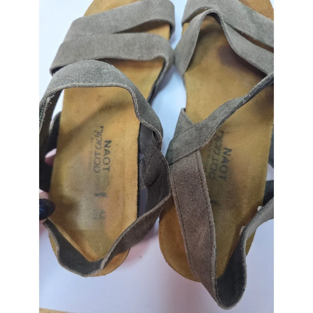 Naot Kayla Olive Green Suede Platform Wedge Sandals EU 42 US 11 Comfy Hippie